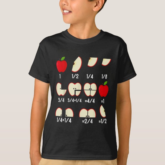 Apple Fraction Math Teachers Back To School Educat T-Shirt (Front)