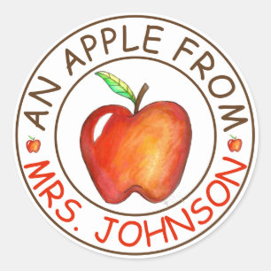 Apple From The Teacher Personalised Student Reward Classic Round Sticker