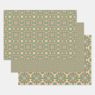 Apple Fruit Abstract Vintage Geometric Pattern 3 Wrapping Paper Sheet