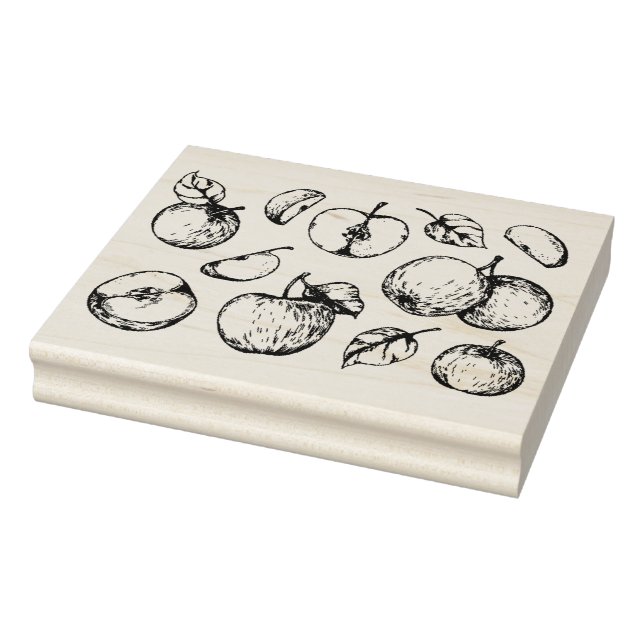 Apple fruit design hand drawn rubber stamp (Stamp)