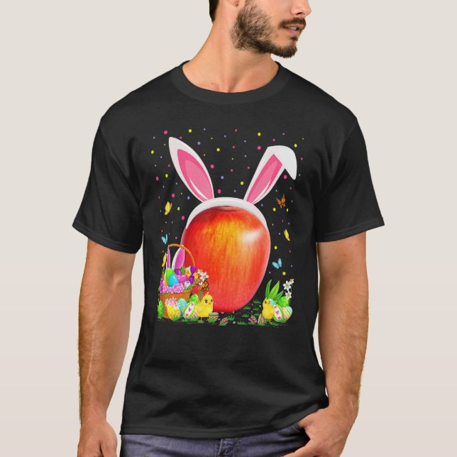 Apple Fruit Easter Egg Hunt Bunny Apple Easter Sun T-Shirt (Front)