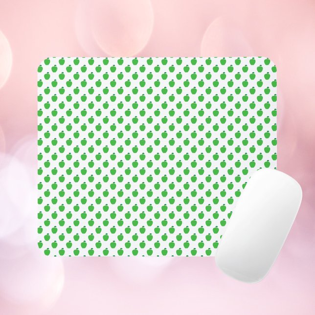 Apple Fruit Green Pattern Mouse Mat (A mouse pad with a pattern of green apples.)