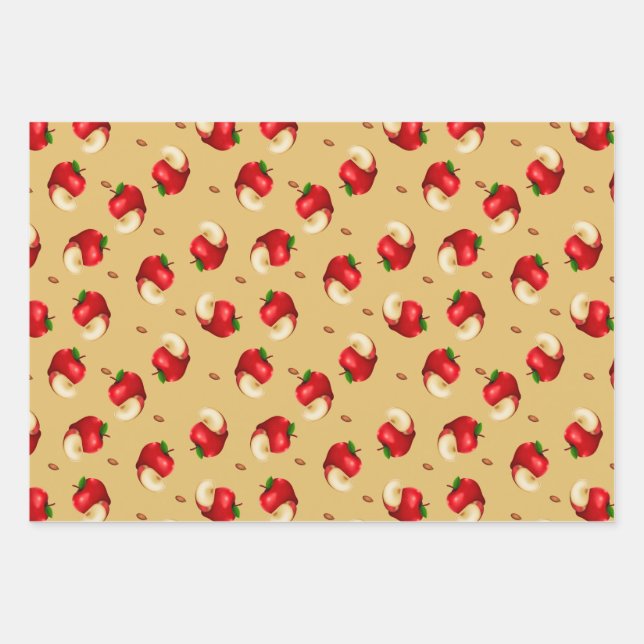 Apple fruit pattern  wrapping paper sheet (Front)