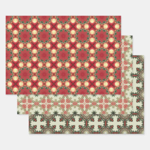 Apple Fruit Vintage Vibrant Abstract Pattern Set 2 Wrapping Paper Sheet