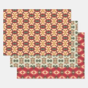 Apple Fruit Vintage Vibrant Abstract Pattern Set 7 Wrapping Paper Sheet