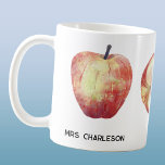 Apple Fruit Watercolor Personalised Teacher Coffee Mug<br><div class="desc">Fresh fruity apple watercolor painting.  Change the name to customise.  Original art by Nic Squirrell.  Ideal for a teacher gift to show how much you appreciate all their help!</div>