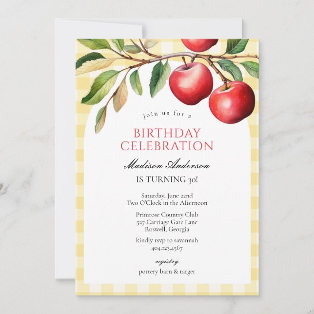 Apple Fruits Birthday Invitation (Front)