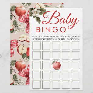 Apple & Gingham Baby Shower Bingo Game Cards