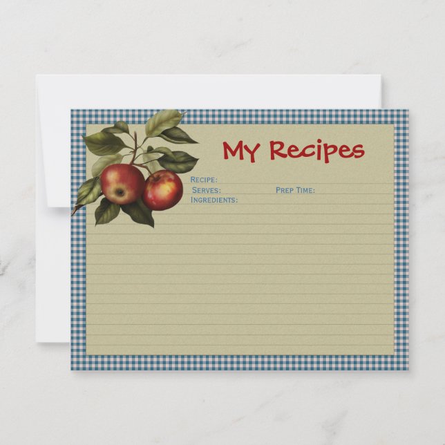 Apple Gingham Recipe Card (Front)