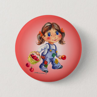 APPLE GIRL by SHARON SHARPE 6 Cm Round Badge