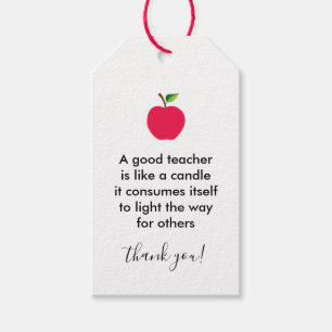 Apple Good Teachers Thank You Appreciation Gift Tags