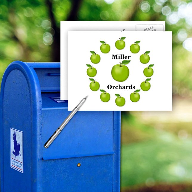 Apple, Granny Smith Postcard (Granny Smith Postcard. Customize with your text. 
It’s Apple Time!, my original drawing.. )
