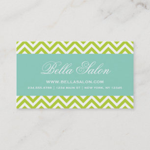 Apple Green and Aqua Modern Chevron Stripes Business Card
