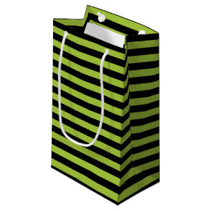 Apple Green and Black Stripes Small Gift Bag