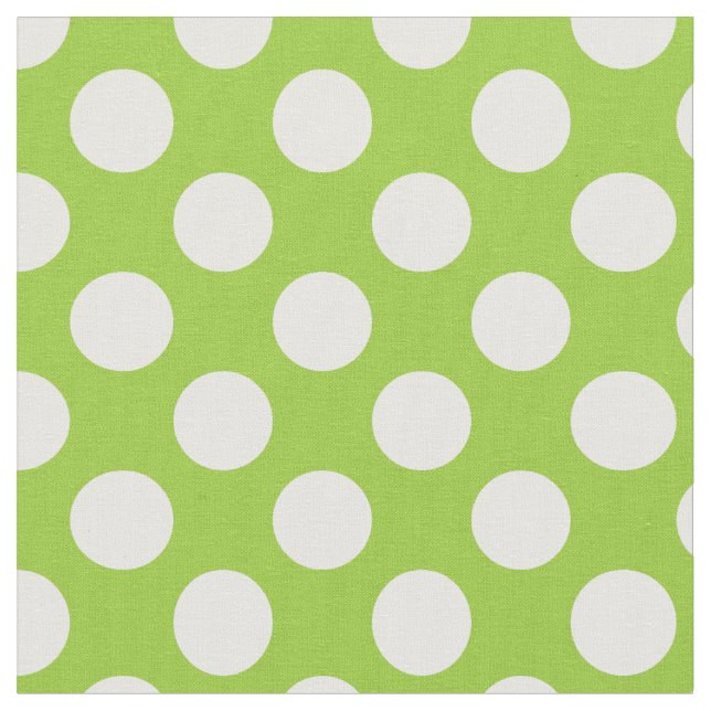 Apple Green and White Polka Dots Fabric (Close Up)