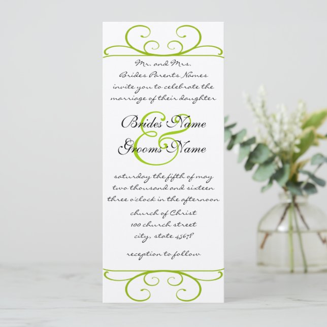 Apple Green Antique Frame Wedding Invitation (Standing Front)