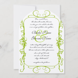 Apple Green Antique Frame Wedding Invitation