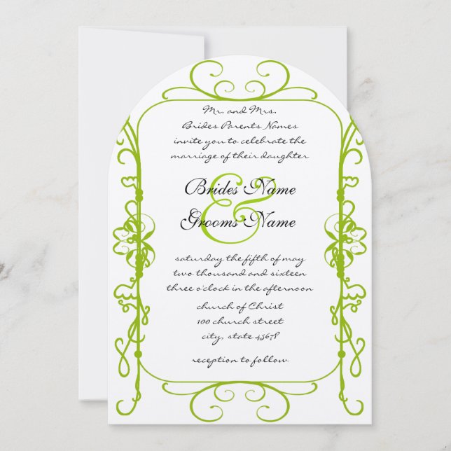 Apple Green Antique Frame Wedding Invitation (Front)