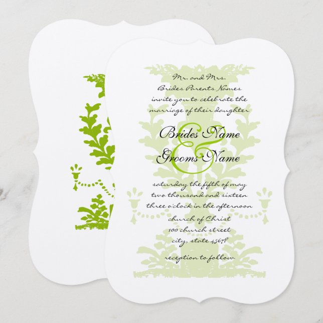 Apple Green Antique Urn Wedding Invitation (Front/Back)