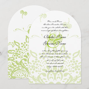 Apple Green Bees and Hearts Wedding Invitation
