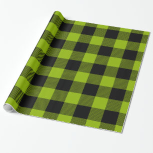 Apple Green Black Huge Buffalo Plaid Lumberjack Wrapping Paper