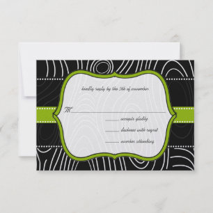 Apple Green Black Vintage Damask Wedding Invite