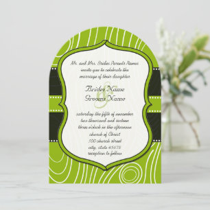 Apple Green Black Vintage Wood Grain Wedding Invitation
