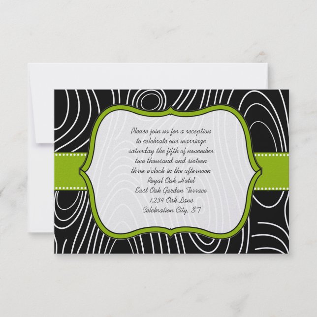 Apple Green Black Wood Grain Reception Card (Front)
