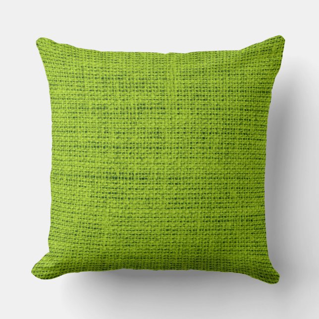 Apple green burlap linen background cushion (Front)
