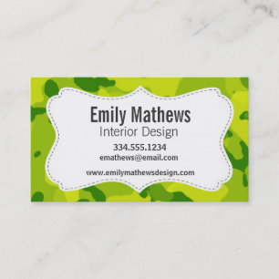 Apple Green Camo; Camouflage Business Card