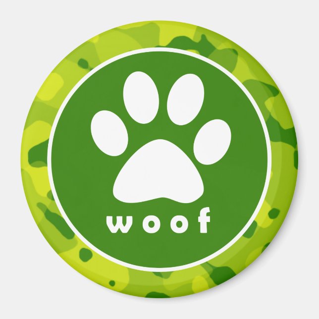 Apple Green Camo; Paw Print Magnet (Front)