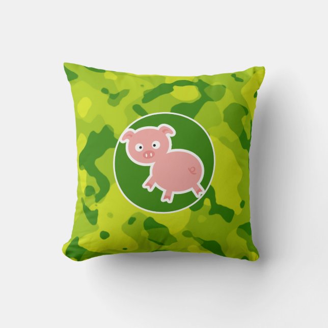 Apple Green Camo; Pig Cushion (Front)