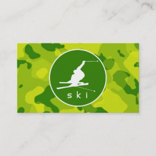 Apple Green Camo; Snow Ski Business Card