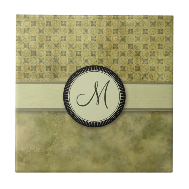 Apple Green Coin Pattern with Monogram Tile (Front)
