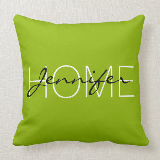 Apple green colour home monogram cushion