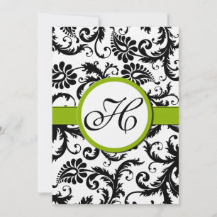 Apple Green Damask Swirls Wedding Invitation