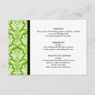 Apple Green Damask Wedding Enclosure Card