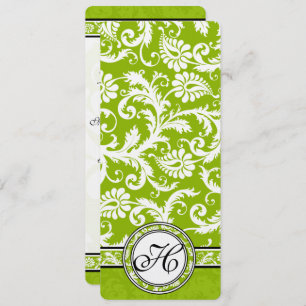 Apple Green Damask Wedding Invitation