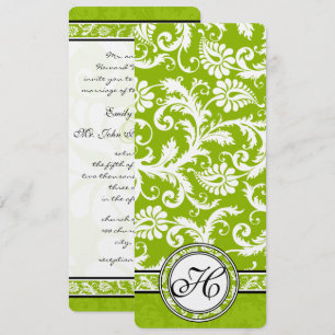 Apple Green Damask Wedding Invitation