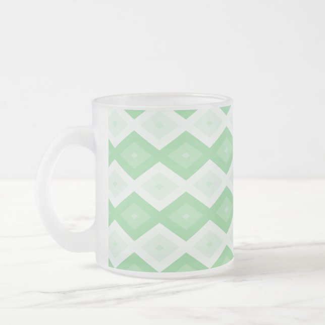 Apple green diamond pattern frosted glass coffee mug (Left)