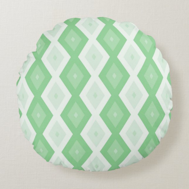 Apple green diamond pattern round cushion (Front)