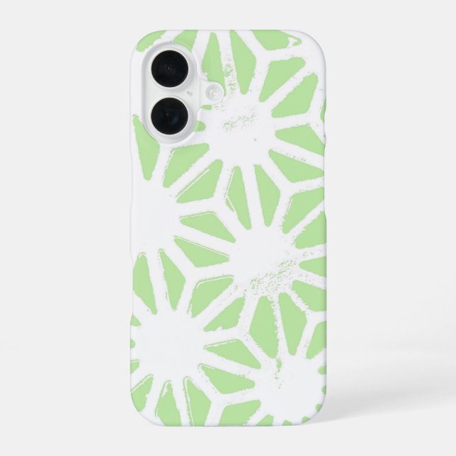 Apple green geometric pattern iPhone 16 case (Back)