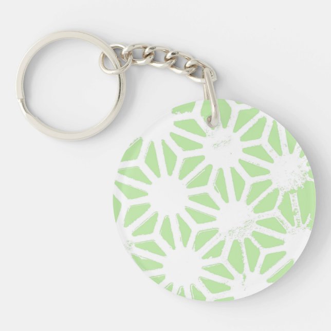 Apple green geometric pattern key ring (Front)