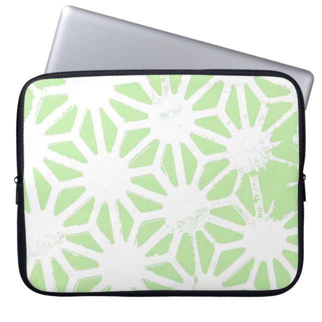 Apple green geometric pattern laptop sleeve (Front)