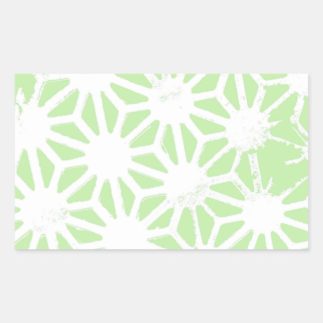 Apple green geometric pattern rectangular sticker (Front)