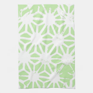Apple green geometric pattern tea towel