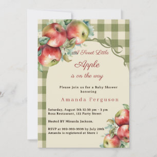 Apple green gingham girl Baby Shower Invitation