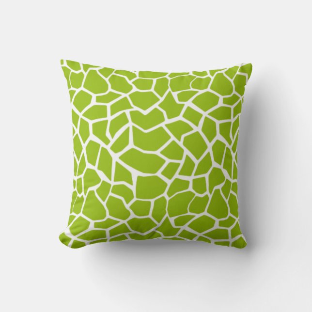 Apple Green Giraffe Animal Print Cushion (Front)