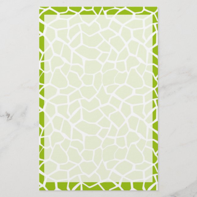 Apple Green Giraffe Animal Print Stationery (Front)