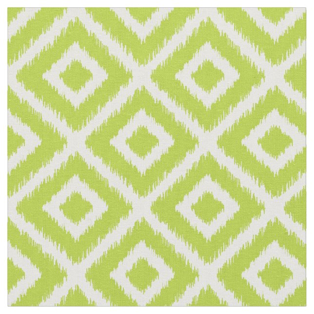 Apple Green Ikat Diamonds Fabric (Close Up)